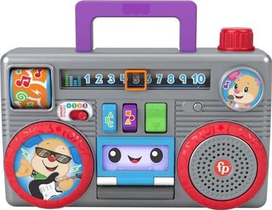 Fisher-Price Laugh & Learn Busy Boombox, Retro-Inspired Musical Infant Activity Toy with Learning Content for Baby and Toddlers