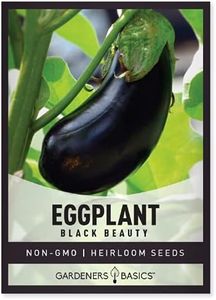 Gardeners Basics, Eggplant Seeds for Planting - Black Beauty Solanum melongena is A Great Heirloom, Non-GMO Vegetable Variety- 300 mg Seeds Great for Outdoor Spring, Winter and Fall Gardening