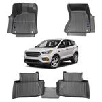 Automotive 3D Floor Mats Set for Ford Escape S SE SEL Titanium 2013-2019 | Heavy Duty All Weather Floor Protection Car Accessories | Black Liner Carpets Mat | Custom Fit Liners for 1st & 2nd Row