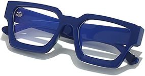 AIEYEZO Square Thick Frame Glasses for Women Men Fashion Blue Light Glasses Trendy Chic Computer Eyeglasses (Blue)