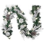 Valery Madelyn Christmas Garland with Lights for Mantle, 6ft Pre-lit Pine Garland with Ball Ornaments for Stairs Railing, Front Door, Window, Indoor Outdoor Xmas Holiday Party Decor