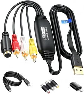 3.3 Feet VHS to Digital Converter, USB2.0 Video Cpture Card, RCA AV to USB Audio Video Converter, 1080 Video Capture Device Convert VHS VCR DVD to Digital Adapter, Compatible with Windows, Mac OS