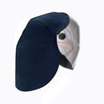 Welding Helmet Extended Cotton Head Cover with Separable Leather Bib and Pressure-Sealed Compatibility with Most Welding Caps (Extended Rear Hood)