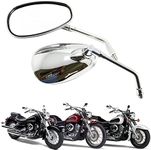 DREAMIZER Chrome Motorcycle Handlebar Mirrors Rearview Side Mirrors for Scooter Street Bike Cruiser Chopper Sport Bike ATV
