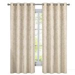 100% Blackout Curtains -Set of 2 Bali, (108" W X 108" L) Thermal Insulated, Beige Modern Upscaled Wallpaper Abstract Theme - Jacquard Window Panels