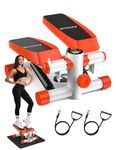 Amicus Mini Stepper for Exercise, Stair Stepper with Resistance Bands, Hydraulic Fitness Stepper Exerciser Machine for Home, 330lbs Weight Capacity，Orange