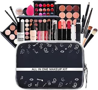 24 pcs All-in-One Makeup Set Teenage Gift Essential Starter Kit Lip Gloss Blush Brush Eyeshadow Palette Highly Pigmented Cosmetic Palette With Travel Carry Cosmetic Bag