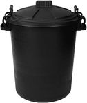 HomeXpress 50L Black Plastic Dustbin with Clip On Locking Lid Heavy Duty Garden Storage Unit Bin - for Rubbish Waste Animal Feed etc. (50 Litre)