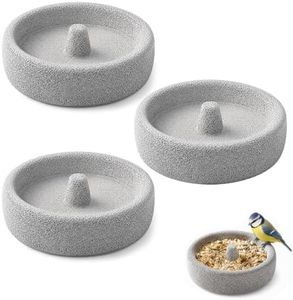 Pumice Stone Bird Bowl, Beak Grinding Feeder for Parrots & Small Birds, 3PC