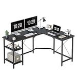 CubiCubi L Shaped Desk with Shelves, 59x47 inches, Corner Computer Desk, L Shaped Gaming Desk, Home Office Desk, Black