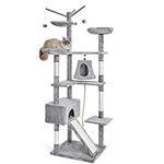 Pesofer 75 Inches All-in-One Large Cat Tree for All Cats Light Gray