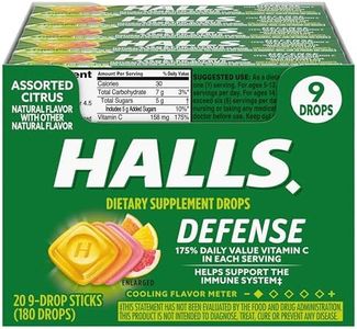 HALLS Defense Assorted Citrus Vitamin C Drops, 20 Sticks of 9 Drops (180 Total Drops)