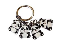 Fat-catz-copy-catz Cute Black & White Panda (4 charms) Zoo Animal solid metal keyring charm gift