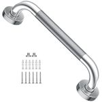 Brushed Nickel Shower Grab Bar w/Anti-Slip Knurled Grip 12 Inch, Munzong Stainless Steel Bathroom Grab Bars, Safety Bar Balanced Handrail, Handicap Injury Elderly Senior Assist Support Shower Handle