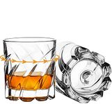 F Queen Creation® Crystal Rotatable Whiskey Glasses Set of 12, Rotating Tumbler Drinking Glasses Stylish bar Glass for revolving Whiskey Glass, Party Glass Set, 300ml.