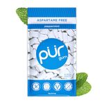 PUR 100% Xylitol Chewing Gum, Sugarless Peppermint, Sugar Free + Aspartame Free + Gluten Free, Vegan & Keto Friendly - Healthy, Low Carb, Simply Pure Natural Flavoured Gum, 55 Pieces (Pack of 1)