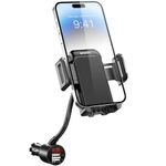 SOAIY 3-In-1 Multifunctional Car Mount + Car Charger + Voltage Detector, Car Mount Charger Holder Cradle w/Dual USB 3.1A Charger, Display Voltage Current for iPhone7 6s 6 5s Samsung S7 S6 S5