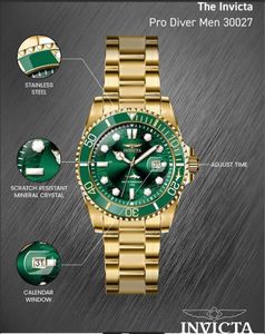 Invicta Pro Diver Watch, Green Dial, 43mm Stainless Steel