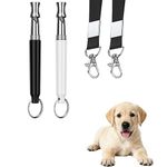 ZIBUYU® 2Pcs Dog Training Whistles with Keyring & Detachable Neck Straps High-Pitch Metal Whistles for Recall & Obedience Training