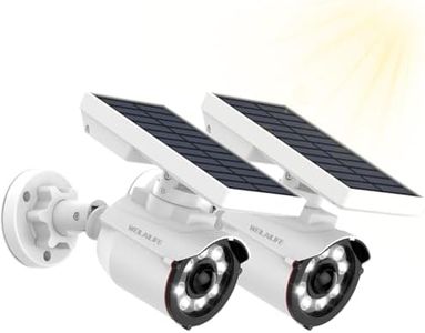 WEILAILIFE Outdoor Solar Motion Sensor Light Wireless Security Floodlight with LED Spotlights Fake Security Camera Waterproof 800 Lumen Bright Light(2 Pack)