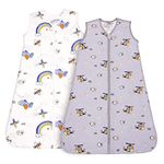 TILLYOU Sleep Sack - Cotton Wearable Blanket Baby 2-Pack Set, Fits Infant Newborn Age 0-6 Months, Plane Helicopter
