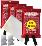 SKAMZ Fire Blanket for Home Kitchen XL 47x47 Inch 4 Pack w/Hooks Premium Hero Fire Emergency Extinguisher Blankets Be Prepared for Fire Safety Best for Welding Camping BBQ Grill Warehouses Car