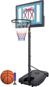 Basketball Hoop Outdoor 4.82-8.53ft Adjustable, Portable Basketball Hoop & Goals with 2 Wheels, 32 Inch PC Backboard/Fillable Base/Size 5 Basketball for Kids, Youth, and Adults in Backyard/Driveway