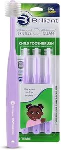 Brilliant Oral Care Child Toothbrush with Soft Bristles and Round Head, for a Kid Approved, Easy to Use All-Around Clean Mouth, Ages 2-5 Years, Lilac, 3 Pack