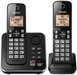 Panasonic Expandable Cordless Phone System with Answering Machine, Amber Backlit Display and Call Block - 2 Handsets – KX-TGC362B (Black)