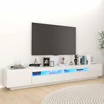 NITCA TV Cabinet with LED Lights,hite Gloss TV Unit,LED TV Unit,Modern TV Stand Unit Cabinet,White Gloss TV Unit,Entertainment Centre,for Living Room Open Storage Shelves,High Gloss White 260x35x40 cm