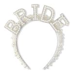 Bride to Be Pearl Embellished Crown Headband – Women’s Bridal Shower Costume Accessory – By TRIXES