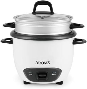 Aroma Housewares 6-Cup (Cooked) (3-Cup Uncooked) Pot Style Rice Cooker and Food Steamer (ARC-743-1NG), White