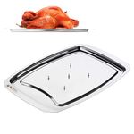 Wrenbury Pro Meat Carving Tray Board - Stainless Steel Carving Tray with Spikes - Carving Dish - Meat Tray with Spikes 38cm - Perfect for Turkey Carving