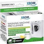 XROM Plant Based, Non Chemicals, Washer Cleaner 3 in 1 Formula, Removes Odors, Limescale & Detergent Build-Up, Removes Hard Water Stains, For Front and Top Load, 6 Per Pack (LEMON)