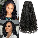 FFDDear 14 Inch Goddess Box Braids Crochet Hair 8 Packs Boho Box Braids Crochet Synthetic Hair Pre-looped Messy Bohemian Box Braids Hair Extensions for Black Women (14Inch,1B)