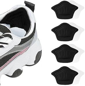 Heel Cushion for Loose Shoes, Heel Grips Liner Cushions Inserts Self-Adhesive Heel Protector Pads for Sneaker Shoe Too Big Men Women - Black, 4 Pairs