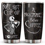 fat mummy Christmas Gifts for Cartoon Lovers, Nightmare Before Coffee Tumbler Stainless Steel with Lid, Skeleton Mug, Christmas Movie Cup, Birthday Gifts for Movie Lovers