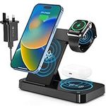 3 in 1 Wireless Charging Station,Foldable Wireless Charger,18W Fast Wireless Charging Stand Compatible with iPhone 15/14/13/12/11/8,Phone and Watch Charger Stand for Apple Watch,for Airpods