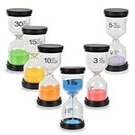 6 Pcs Color Sand Timers,Sand Timers for Kids,Sand Timers for Autistic Children,Coded Color Hourglass Sand Clocks 1min / 3mins / 5mins / 10mins / 15mins / 30mins for Classroom Office Kitchen Timer