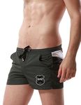 SEOBEAN New Mens Low Rise Sports Soft Running Training Short Pants (M(31-33 inch), 2670 Army Green)