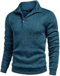 COOFANDY Mens Casual Slim Fit Pullover Sweatshirt Long Sleeve Stand Collar Sweater Deep Blue