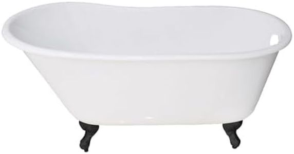 Kingston Brass VCTND5328NT0 Aqua Eden 53-Inch Cast Iron Single Slipper Clawfoot Tub (No Faucet Drillings), White/Brushed Nickel
