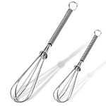 Anaeat Mini Wire Whisks, Set of 2 Portable Stainless Steel Kitchen Tiny Whisk & Egg Beater with Thick Wire - Sturdy Small Mixing Balloon for Cooking, Blending, Whiping, Beating, Stirring (13cm+18cm)