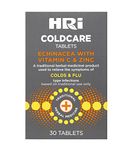 HRI ColdCare Immunity 30 Tablets - Echinacea, Plus Vitamin C and Zinc to Relieve The Symptoms of Colds and Flu Type Infections. 1 Pack