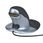 Posturite Penguin Wired Ambidextrous Ergonomic Mouse - Vertical High Precision Computer and Laptop Accessory - Compatible with Windows and Apple Mac - Large, Black/Silver