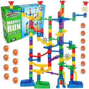 Marble Genius Marble Run - 150 Complete Pieces Maze Track Easter Toys for Adults, Teens, Toddlers & Kids Aged 4-8 Years Old, (85 Translucent Marbulous Pieces + 65 Glass-Marble Set), Super Set