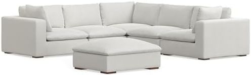 SIMPLIHOME Jasmine, 125 inch - Corner Sectional and Ottoman Sofa Set, Cloud Grey