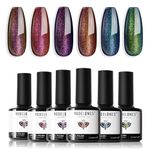 Modelones Chameleon Gel Nail Polish Set - 6 Colors Aurora Gel Polish Kit Glitter Blue Green Purple Red Brown Gel Polish Soak Off LED Nail Lamp Gel Nail Kit Home Gifts DIY Salon for Women