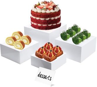 CKductpro Acrylic Cube Display Risers, Nesting Buffet Food Risers for Table, Display Stand Shelf for Catering, Dessert, Collectibles, Jewelry, Figures Show, Set of 4 (7,8,9,10)"