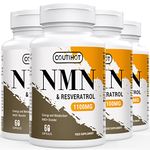 1100mg NAD & Trans-Resveratrol Capsules with 50mg Black Pepper Extract - Nutrient-Rich Blend - Gluten-Free, Non-GMO (60 Count, (Pack of 4))